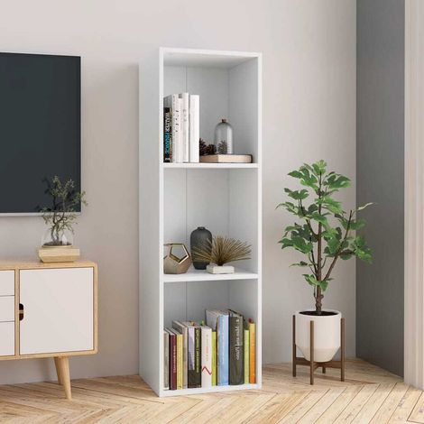 Bibliothèque/Meuble TV Étagère de Rangement / Blanc 36x30x114 cm Bois d'ingénierie (1/5)