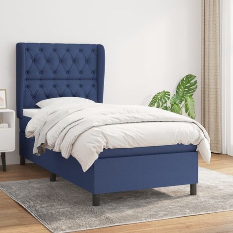 Sommier à lattes de lit avec matelas Bleu 80x200 cm Tissu (1/5)