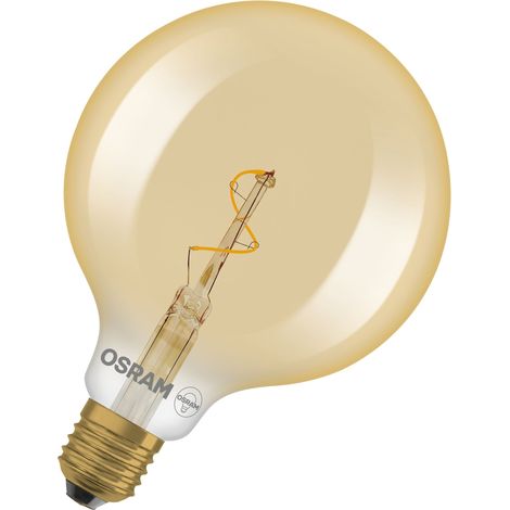 Lampe LED OSRAM Vintage 1906 Globe G125, 1,8 W (30 lm), blanc chaud 2200 K, boîtier en verre doré, culot E27, design boule extra-large, édition vintage (1/4)