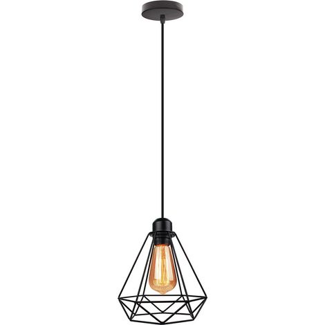 Retro Lámpara colgante Vintage iluminación de techo Iluminación E27  para comedor, Dormitorio, Café, Barra de Lectura Luz Negro - 1 Piezas