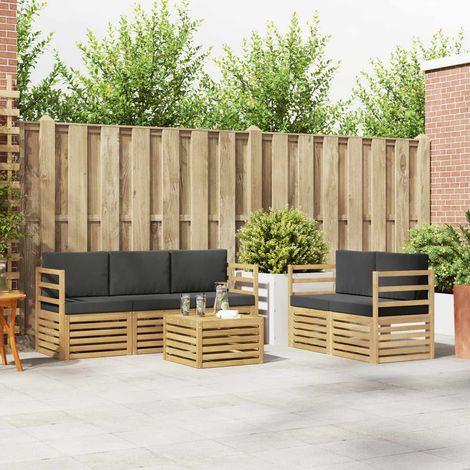 vidaXL Outdoor-Sofagarnitur 6 Stk. Weiß und Anthrazit Polyester (1/5)