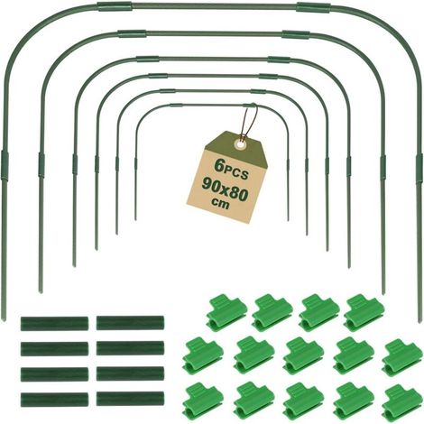 6-Piece Garden Greenhouse Frame with Clips, Garden Hoop Kit, Garden Tunnel Hoop, 9080cm, Greenhouse Tunnel Hoop, Growing Tunnel Hoop (1/5)