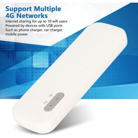 Routeur portable WiFi 4G USB avec emplacement pour carte micro SIM (blanc), compatible avec jusqu'à 10 appareils connectés. Point d'accès WiFi mobile.