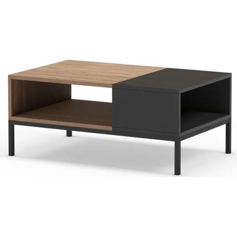 Mesa de centro Md-Roque acabado roble sepet/negro, 90cm(ancho) 40cm(altura) 56cm(fondo). (1/4)