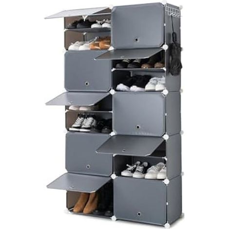 Mueble Estantería - INNOVAGOODS - Modular - Gris Negro - Para Zapatos - Diseño Contemporáneo (1/2)