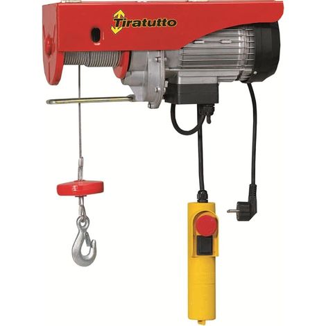 Elettrocarrucola tiratutto kg 125 mt 12- 450W paranco elettrico con cavo d'acciaio e gancio (1/10)