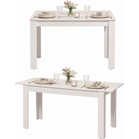 Tavolo Allungabile Marudo, 8 Posti, Allungabile, Meccanismo Estensione Allunga Centrale, 120x80x76h cm Bianco Opaco