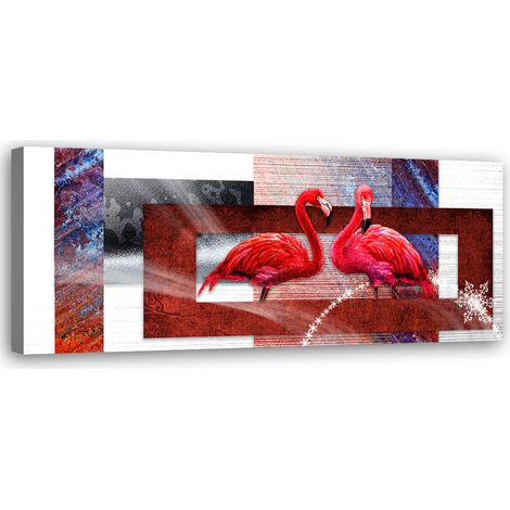 Tableau sur toile Deux flamants rouges 90x30 (1/5)