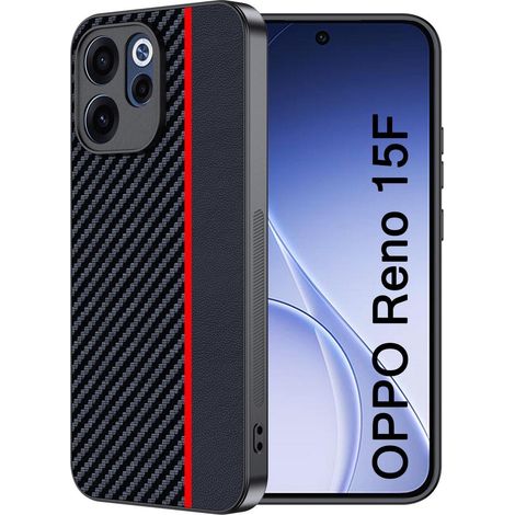 Coque en fibre de carbone pour Oppo Reno 15F/15 FS – Étanche et antichoc Rouge/Noir