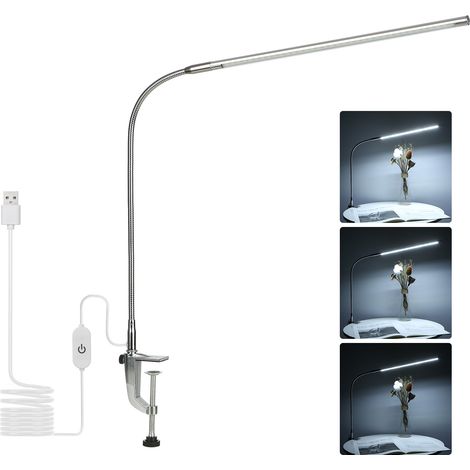 USB-Klemm-Schreibtischlampe mit weißem Licht, Touch-Bedienung, dimmbaren LEDs, Leselicht und flexiblem Beleuchtungswinkel für Bettkopfteil, Büroarbeitsplatz (1/5)