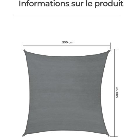 Voile d'ombrage carrée 5x5m Protection Bache Anti UV 50+ Toile ombrage Exterieur résistante (1/5)