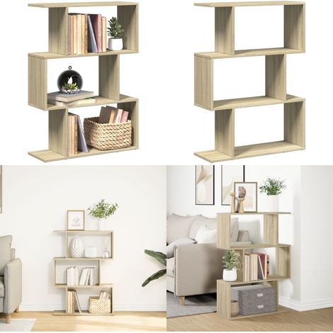 Libreria Divisorio 3 Ripiani Sonoma 70x24x97 cm in Truciolato - Scaffale in truciolato - Organizzazione spazio
