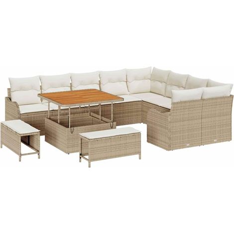 Maison Exclusive - Garten-Sofa-Set mit Kissen mit Speicher 12 pcs