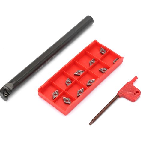 Porte-outil de tournage et de rainurage S12m sDUCR0, 10 plaquettes carbure DCMT0702, clé (1/5)