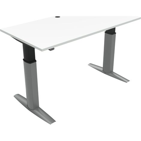 STIER Elektrisch höhenverstellbarer Schreibtisch 501-23, 160x80cm, Weiß, 68-120cm, 175kg Nutzlast, hochwertig (1/4)