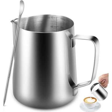 Pot à lait portable - 1 pièce, 350ml inoxydable mousseur latte art échelle mesure cappuccino/latte - Type pot (1/4)