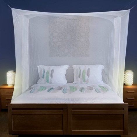 Moustiquaire lit 200x180x180cm, 2 ouvertures, 6 points fixation, maille 256, polyester