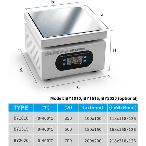 Station chauffante en plaque d'aluminium, plate-forme de préchauffage électronique de table chaude 0-400 ℃ pour la plantation de BGA, circuits imprimés, réparations d'écran LCD de téléphone portable. (1/5)