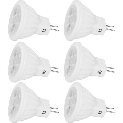 Lot de 6 spots LED à luminosité variable MR11, 360 lm, culot GU4 en céramique, 110 V, 4 W, lumière chaude 3000 K, pour éclairage paysager d'extérieur. (1/5)
