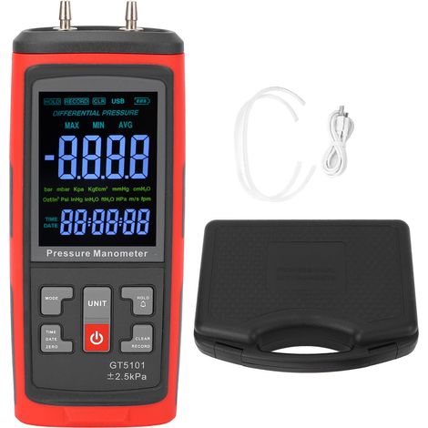Manomètre numérique écran LCD rétroéclairé – Haute précision double port main testeur pression gaz HVAC laboratoire, mesure (1/5)