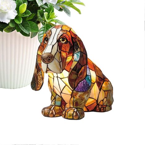 Veilleuse animalière en résine tactile en forme de chien, idéale pour chambre d'étudiant ou chambre d'enfant. (1/3)