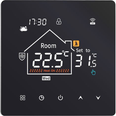 Thermostat intelligent 2-en-1 pour chauffe-eau/chaudière, programmable avec 4 niveaux de réglage rétroéclairé et Wi-Fi. (1/5)