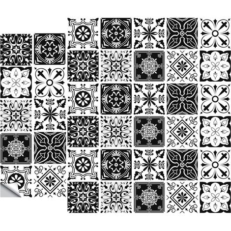 Stickers Carrelage Cuisine, 40pcs Stickers Carreaux Autocollant, Stickers Carreaux Muraux, pour Cuisine Salle de bains,Effet mosaique (1/5)