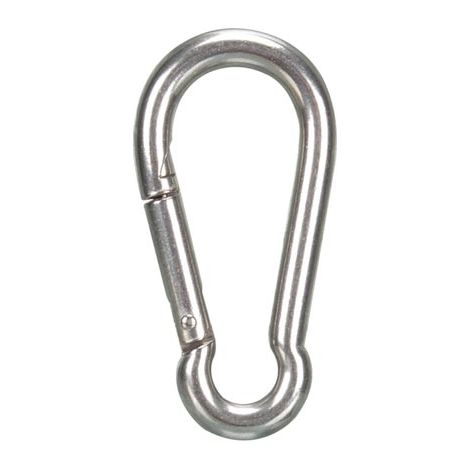 Perel – Mousqueton en acier inoxydable AISI 304 – Ø 8 x 80 mm – Charge maximale 62 kg – Pour chantiers humides et espaces confinés