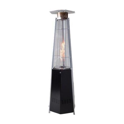STUFA GAS GPL PIRAMIDE ESAGONALE + RUOTE DOMUS NERO KW 5/12 CM 48X48 H.CM 195