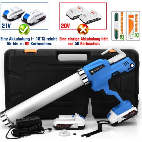 Pistolet à cartouche sans fil 6500N avec 2 batteries Li-ion 21V/2Ah, pistolet à silicone professionnel, presse-cartouche réglable sur 6 niveaux, avec chargeur inclus, 10000 tr/min.