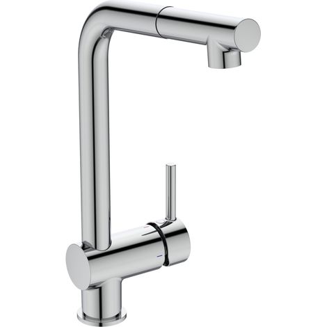 Ideal Standard Alero Miscelatore da cucina, doccetta estraibile, bocca alta orientabile a 360°, Miscelatore a risparmio idrico con 12 l/min (3 bar) – Cromo (122 x 264 x 361 mm) (1/4)