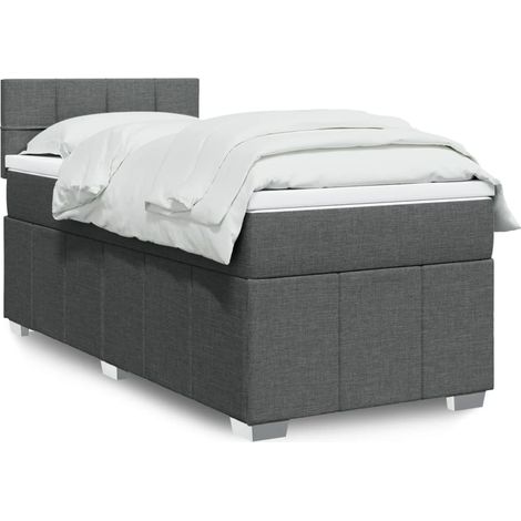 Boxspringbett mit Matratze Dunkelgrau 90x200 cm Stoff