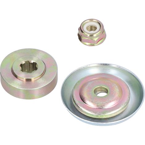 Druckplatten-Schutzscheibe, Druckscheibe, Mitnehmerplatte, Sicherungsmutter, Trimmerkopf-Adapterset (1/5)