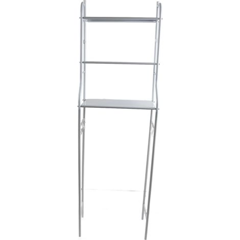 Étagère de salle de bain 3 niveaux grande capacité stabilité optimale gain de place rack métal sol blanc pour cuisine WC machine à laver (1/5)