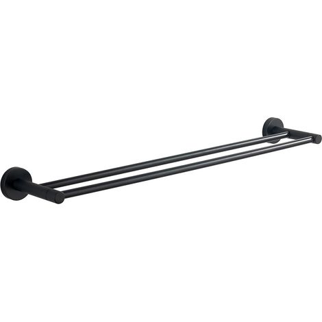 Aqualine Samba - Porte-serviettes double, longueur 65 cm, noir mat SB211