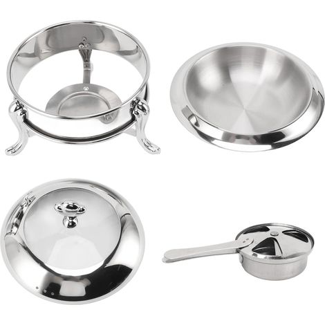 Ensemble de Buffet Réchaud, Réchaud de Buffet Rond avec Couvercle Chauffage au Carburant en Acier Inoxydable Serveur de Restauration Portable pour Banquet de Mariage (22cm) (1/5)