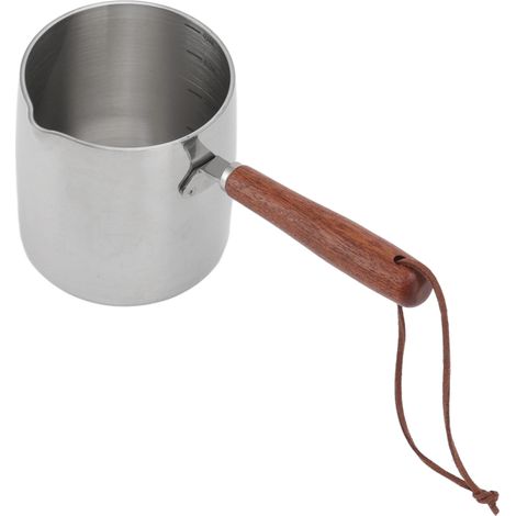 450-ml-Butterwärmer aus Edelstahl, Mini-Buttertopf, Kaffee- und Milchkännchen, kleiner Topf mit Holzgriff (1/5)