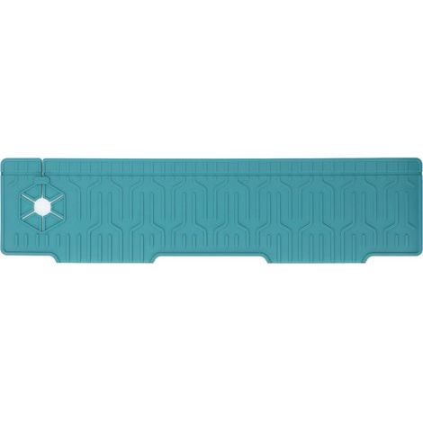 Tappetino in silicone a doppia faccia per rubinetto, resistente all'acqua, protezione dagli schizzi del lavandino, design regolabile con fori, materiale premium per cucina e bagno 60x15cm (Verde) (1/5)