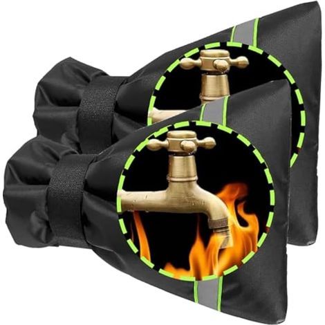2 Pièces Housse de Robinet Extérieur Anti-Gel, 18x25cm Grande Protection Isolée pour Robinet Extérieur Hiver, Housse Épaisse Imperméable avec Bande Réfléchissante et Sangle Velcro (1/5)