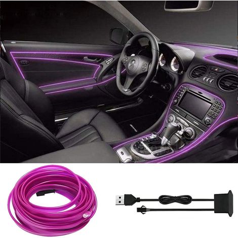 LED Innenbeleuchtung Auto 5m Lila USB Ambientebeleuchtung Streifen (1/5)