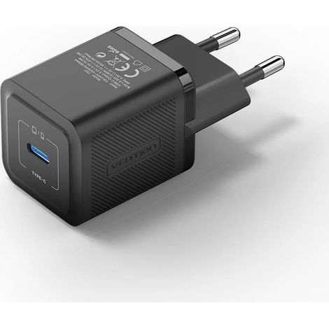 20W GaN Ladegerät Wandladegerät USB-C Schwarz (1/4)