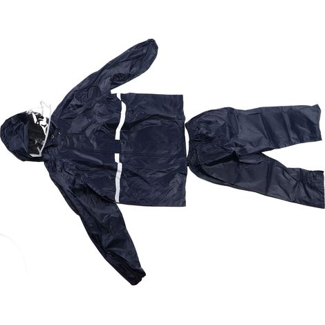 Ensemble veste et pantalon fendus, imperméable et respirant, double couche, bleu marine Oxford, taille XL. (1/5)