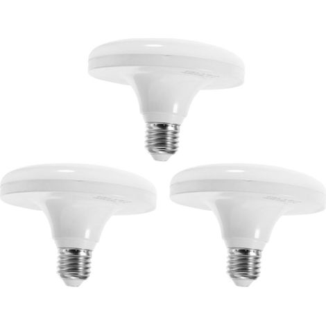 Confezione da 3 lampadine LED E27 ad alta potenza, plafoniera piatta in policarbonato bianco, facile installazione, illuminazione per uso residenziale e soggiorno. (1/5)