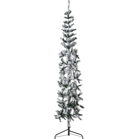 Künstlicher Halb-Weihnachtsbaum mit Schnee Schlank 180 cm