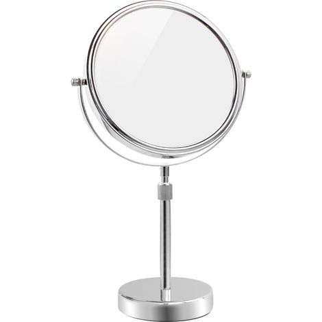Miroir Maquillage Hauteur Réglable Miroir Grossissant sur Pied 1x /7X - Double Face - Rotation à 360 ° - Rond - Diamètre 20cm (1/5)