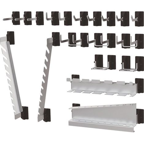 Kit de supports pour outils SimplaClip B2xH6mm 10 crochets/3 doubles crochets/5 supports