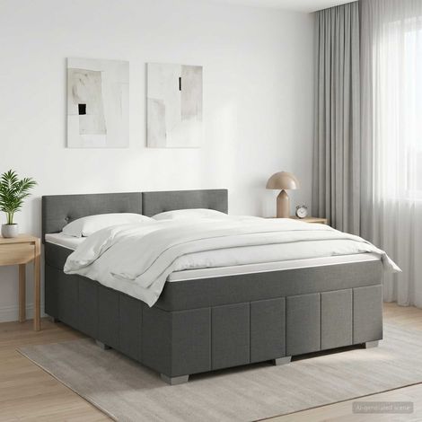 Lit boxspring avec matelas Gris foncé 140 x 190 cm Tissu (1/5)