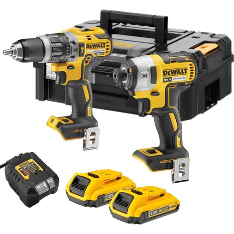 Dewalt DCK266D2T 18V Brushless Twin Kit - Combi Drill / Impact Driver, 2 x 2.0Ah Batteries, Charger & TSTAK II Case (1/3)