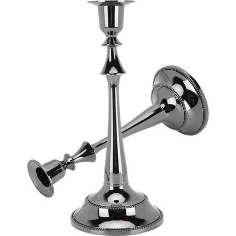Lot de 2 Bougeoirs Européens Design Moderne à Une Bougie, Décor Maison & Mariage, Noir Élégant (1/5)