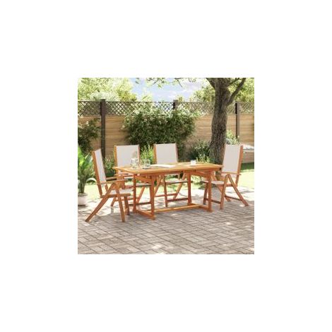 Ensemble à manger de jardin 5pcs bois d'acacia solide textilène (1/5)